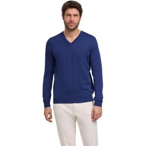 FALKE - Basic New Merino V-Neck - Wol Trui - Blauw