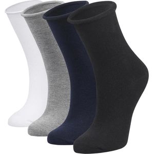 Bamboe Sokken - ROLL-TOP - Super Zacht - Klassieke Kleuren - 4 Paar