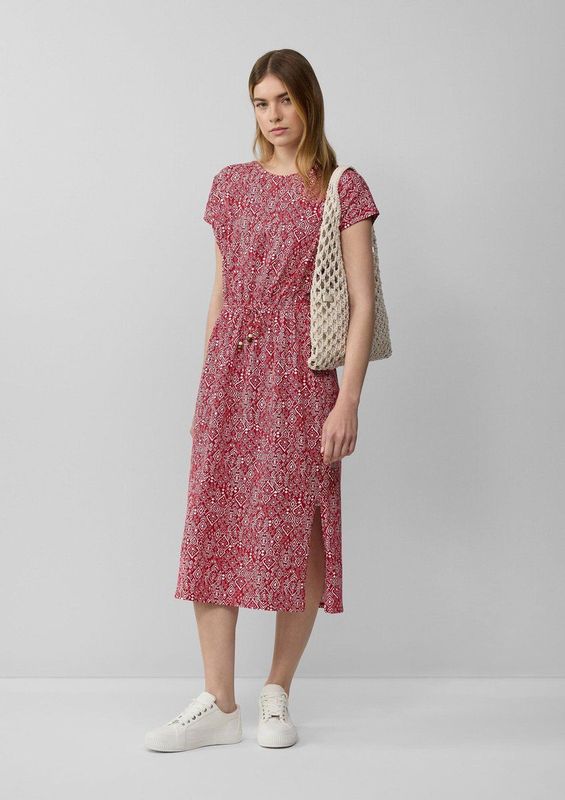 s.Oliver - Jurk - Grenadine/Wit - Jersey - 3/4 Lengte