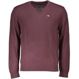 Napapijri - Tijdloze Roze Wollen V-hals Trui - Heren