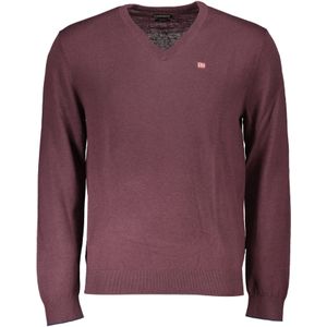 Napapijri - Tijdloze Roze Wollen V-hals Trui - Heren