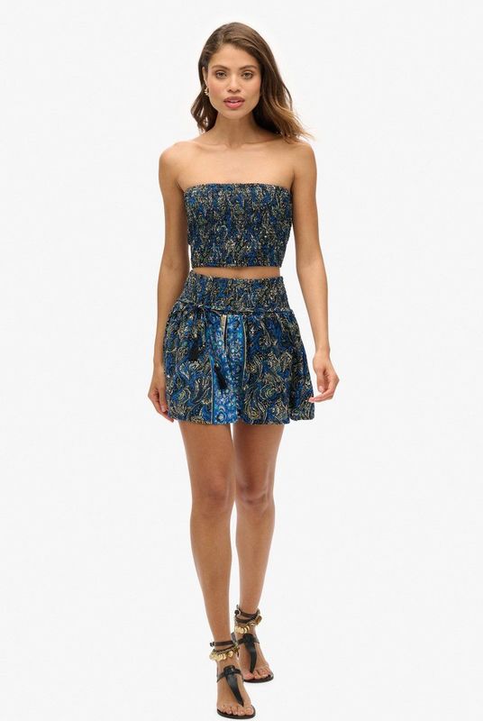 Superdry - St Tropez Paisley - Korte Rok - Met Gerimpelde Tailleband - Botanische Print