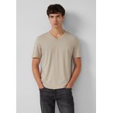 s.Oliver - Shirt - Beige - Kwartmouw - V-hals - Effen