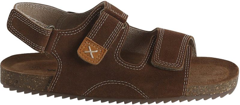 Sandalen met klittenband van leer voor kinderen kameel