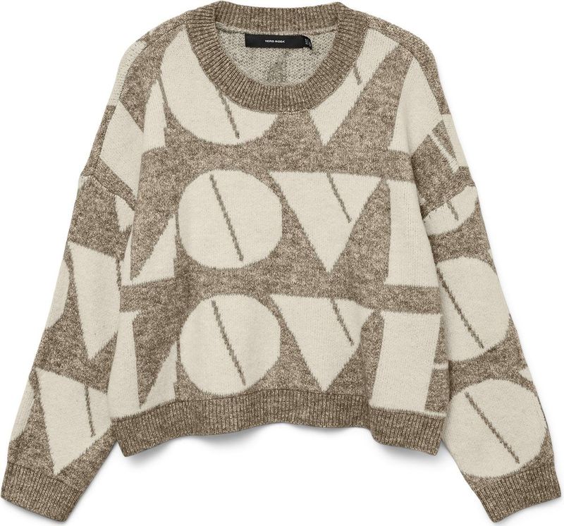 Vero Moda - Vmlove Ls O-neck Pullover - Trui - Silver Mink/Birch - Dames