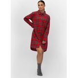 By Louise - Dames Pyjama Nachthemd - Rood/Blauw - Lang - Flanel