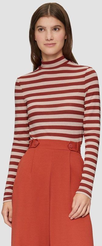 T-shirt - Gestreept - Lange Mouwen - Slanke Pasvorm