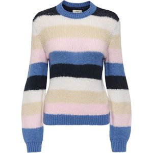 Jacqueline de Yong - Jdydinea O-neck Stripe - Gebreide Trui - Ebb And Flow/Total Eclipse/Tapioca/Chalk