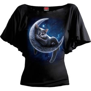 Spiral Velvet Moon T-shirt zwart XXL 95% viscose, 5% elastaan Cats, Gothic, Rock wear