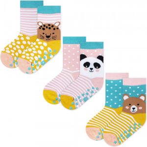 Soxo - Kindersokken - Unisex - Antislipsokken - 3 Paar - Teddybeer Panda Panter