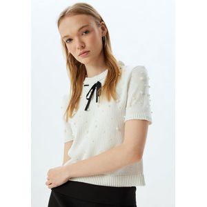 Koton - Trui - Ecru / Zwart - Normale Pasvorm - Kwartmouw