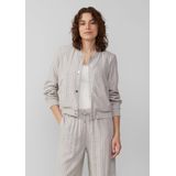 QS - Tussenjas - Grijs/Zilver - Viscose - Licht Gevoerd, Blouson, Geribbelde Kraag