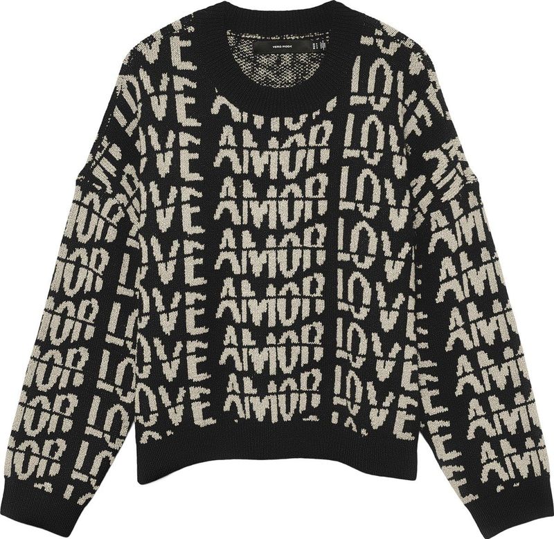 Vero Moda - Vmlove Ls O-neck Pullover - Zwart - Dames