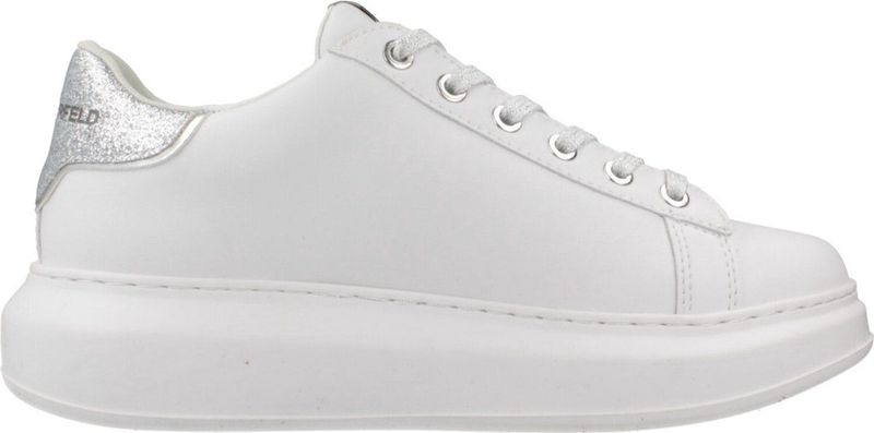 Karl Lagerfeld - Sneakers Laag - Zilver/Wit - Glad Leer - Met Plateau
