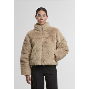 Urban Classics - Short Faux Fur - Gewatteerd Jack - Beige