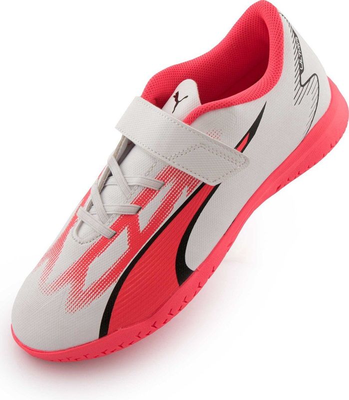 Puma - Ultra Play IT V JR - Voetbalschoenen - Wit-Zwart-Orchidee - Klittenbandsluiting