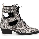 Bronx - Jacky Jo - Enkellaarsjes - Wit met Zwart - Echt Leer - ZLN 0748