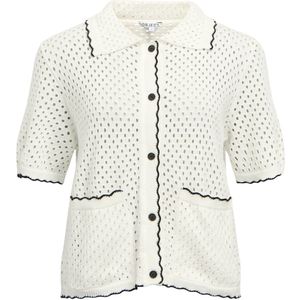 Object Vest Objlynel S/s Re Cardigan E Pa 25 23048157 Cloud Dancer/black Dames Maat - XS