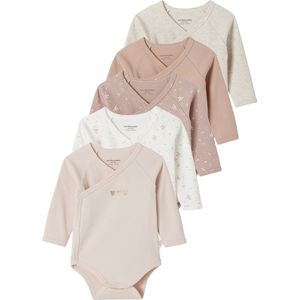 Vertbaudet - Set van 5 Rompertjes - Hartjes - Lange Mouwen - Biokatoen