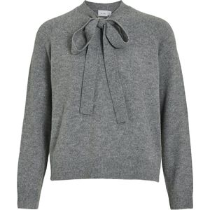 Vila Trui Vifolly Highneck L/s Tie Knit Top/r 14111692 Medium Grey Melange Dames Maat - M