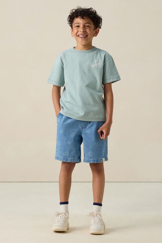 Korte broeken - Blauw - Denim Shorts - Met Smiley Patroon