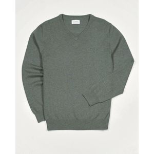 Campbell - V-neck Sweater London - Duck Green Melange - Heren