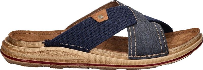 inBlu - Heren Slipper - Imitatieleer/Textiel - Zwart - Leren Voetbed