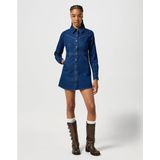 Wrangler - Slim Fit Dress - Blauw - Korte Jurk Met Lange Mouwen