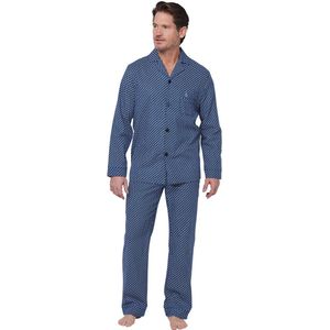Robson - Pyjama - Donkerblauw - Katoen - Flanel - Doorknoop