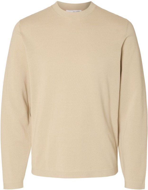 Selected Homme - SLHRAVI LS KNIT STRUCTURE CREW NECK - Trui - Beige - Regular Fit