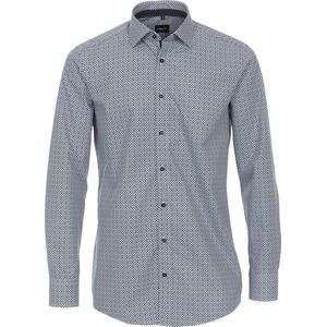 VENTI modern fit overhemd - mouwlengte 72 cm - popeline - blauw - Strijkvriendelijk - Boordmaat: 40