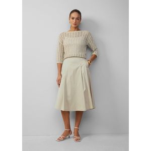 s.Oliver BLACK LABEL - Poplin Rok - Zwart - Elastische Tailleband - Geplooid Detail