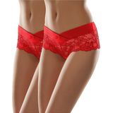 Merry Style Dames Short Onderbroek - Katoen - Regular Taille - 2-Pack - MS-GAB-155-Shorts-2P - Rood (2Pack) - S
