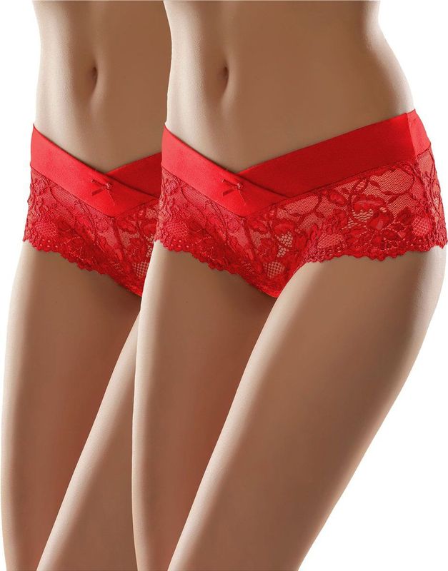 Merry Style Dames Short Onderbroek - Katoen - Regular Taille - 2-Pack - MS-GAB-155-Shorts-2P - Rood (2Pack) - S