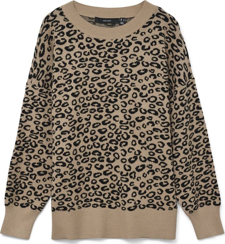Vero Moda - Trui Nancy - Bruin - Dierenprint - Lange Mouw