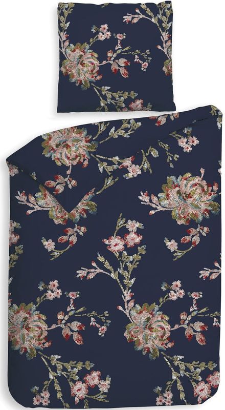 Dekbedovertrek Heckett Lane Daisy Flanel - Navy Blue