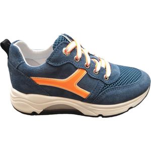 Develab - Sneakers - Jeansblauw - Fluororanje Accenten