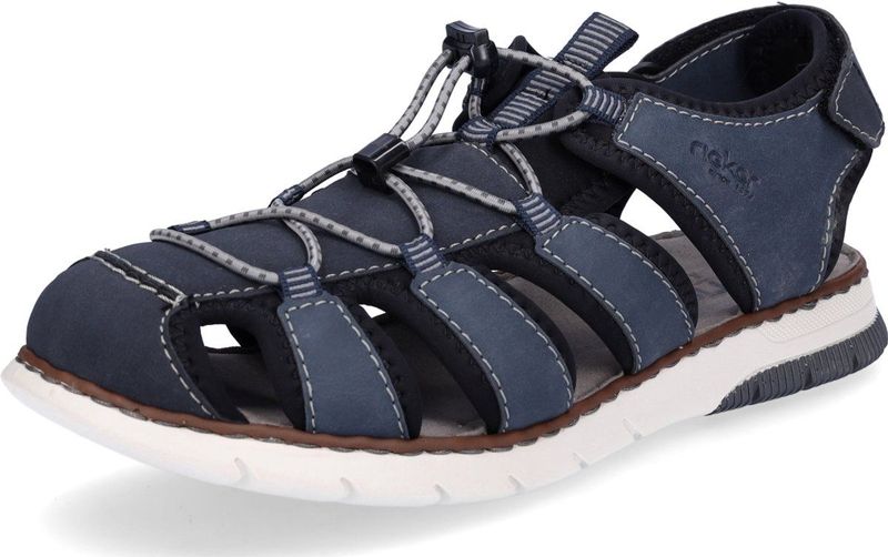 Rieker - Herensandaal - Blauw - Imitatieleer - Klittenbandsluiting