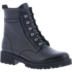 Remonte - Dames Enkellaarsjes - Zwart - Lakleer - Platte Hak