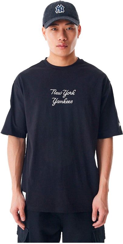 New Era Mlb Tartan Oversized New York Yankees T-shirt Met Korte Mouwen Zwart L Man