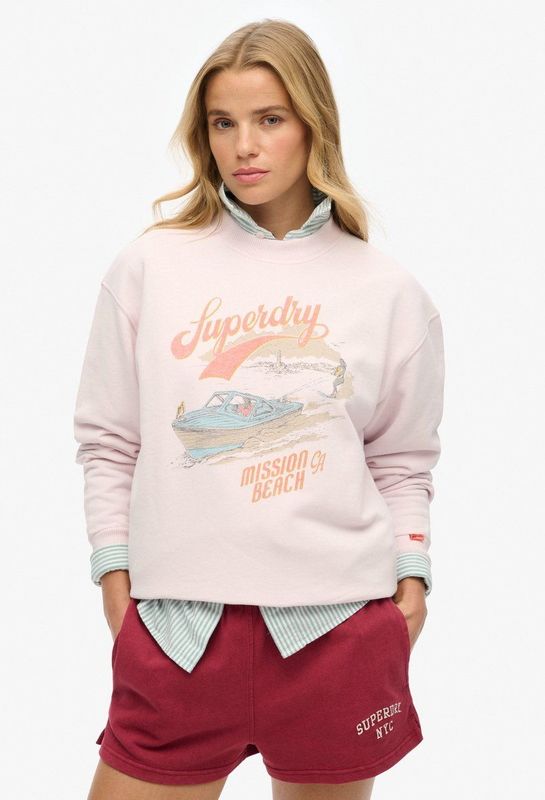 Superdry - Ruim Souvenir sweatshirt met grafische print en ronde hals - Dames - Truien