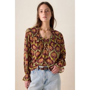 Sissy-Boy - Donkerrode Blouse - Palm Print