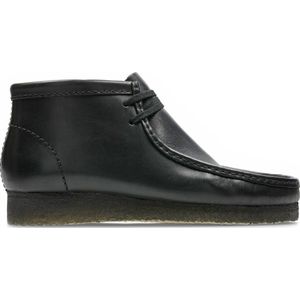 Clarks - Wallabee - Leren Enkellaarsjes - Zwart - Plat - Veters - Casual