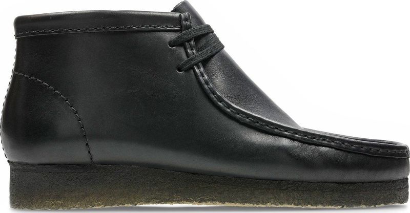 Clarks - Wallabee - Leren Enkellaarsjes - Zwart - Plat - Veters - Casual