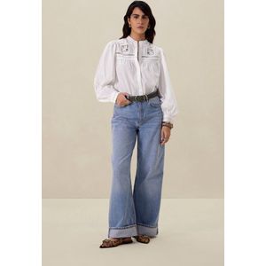 Sissy-Boy - High Waist Wide Leg Jeans - Lichtblauw - Met Omgeslagen Pijpen