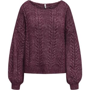 Only - Onlida Life Ls Cable Wide-neck - Trui - Cabernet/Melange