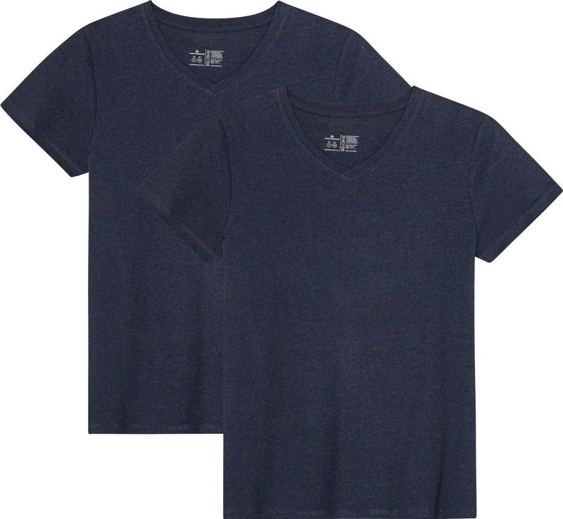 DANISH ENDURANCE - T-Shirt - Marineblauw - V-Hals - Dames - 2-pack
