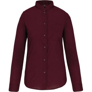 Kariban - K514 - Damesblouse - Wine - Lange Mouwen - Mao Kraag