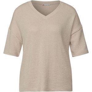 Street One - A322901 LTD - T-shirt - Biege - V-hals - Korte Mouwen
