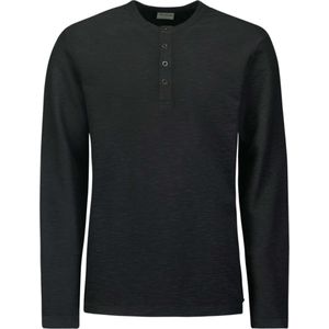 NO-EXCESS T-shirt T Shirt Long Sleeve Granddad Slub 25150905 020 Black Mannen